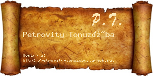 Petrovity Tonuzóba névjegykártya